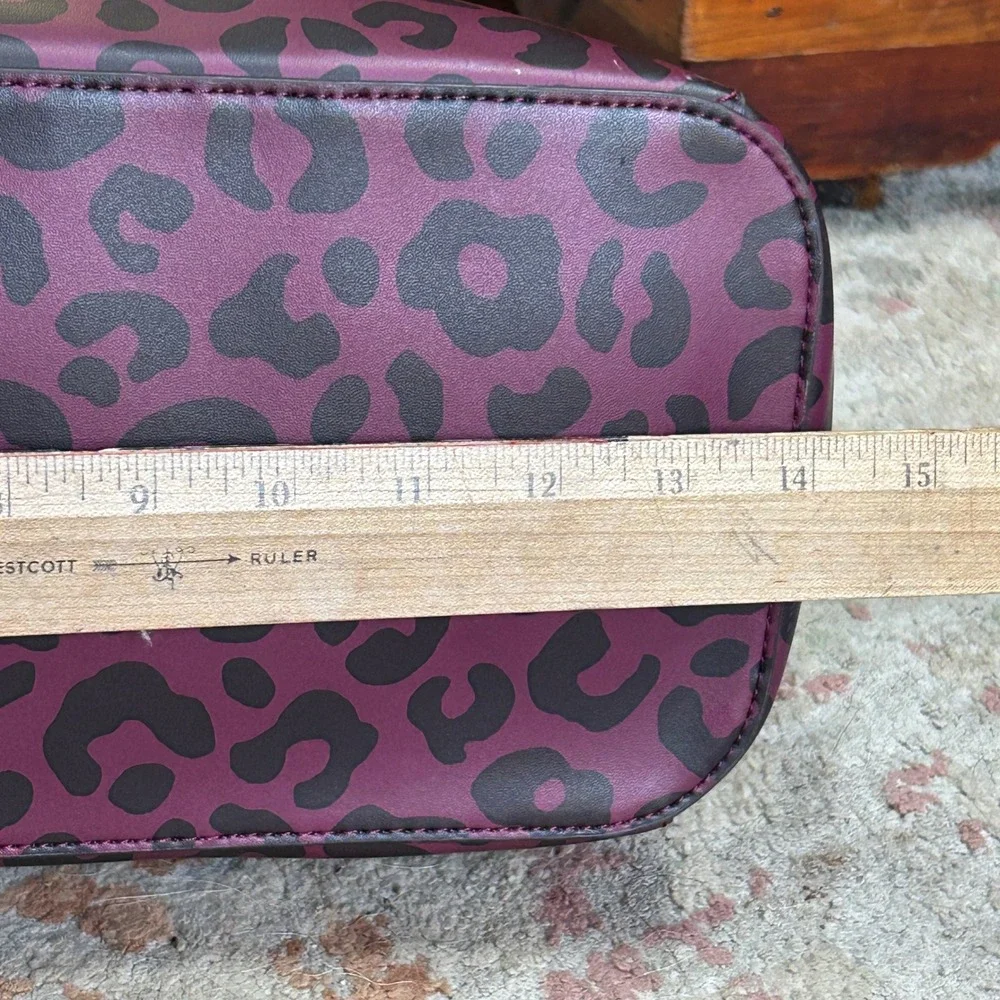Kate Spade Tote Bag Womens Large Plum Black Leopard Animal Print Shoulder Bag